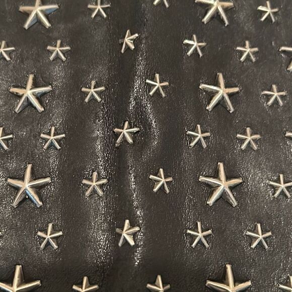Jimmy Choo Unisex Star Studded Bifold Wallet Black Leather Edgy Punk Statement - Picture 4 of 11